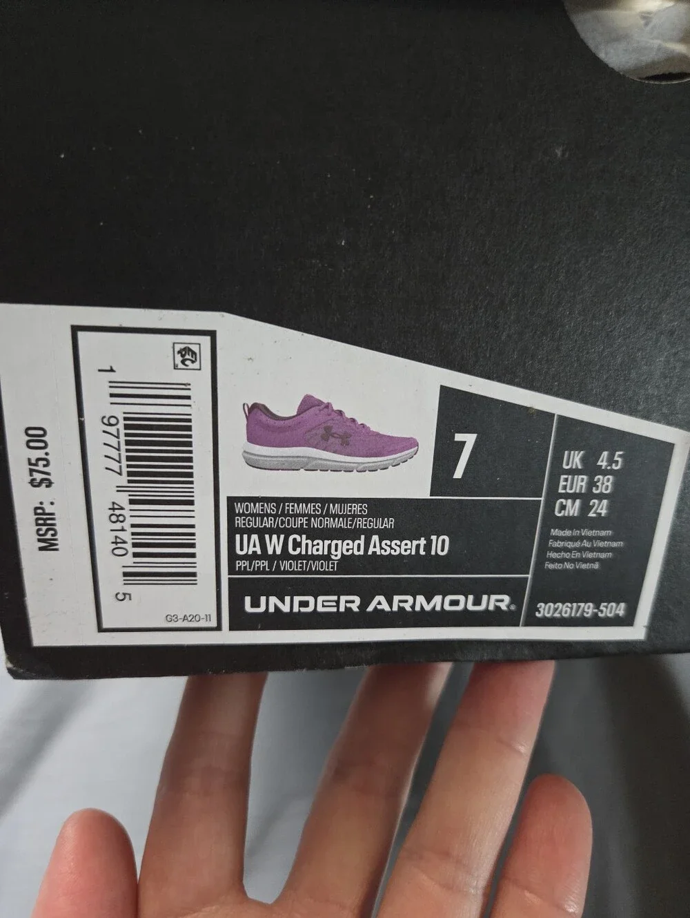 UNDER ARMOUR Women's Charged Assert10 Running Shoes, Size:7